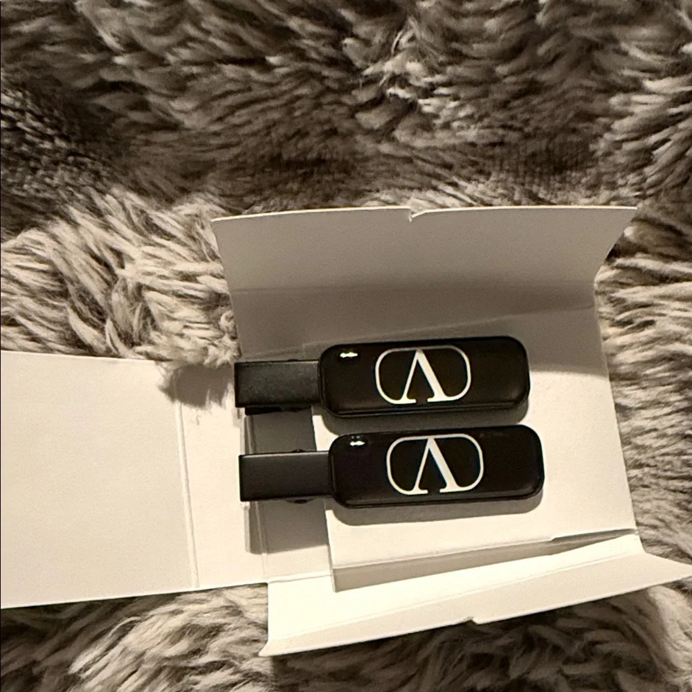 Valentino Black Hair Clips with White 'V' Logo